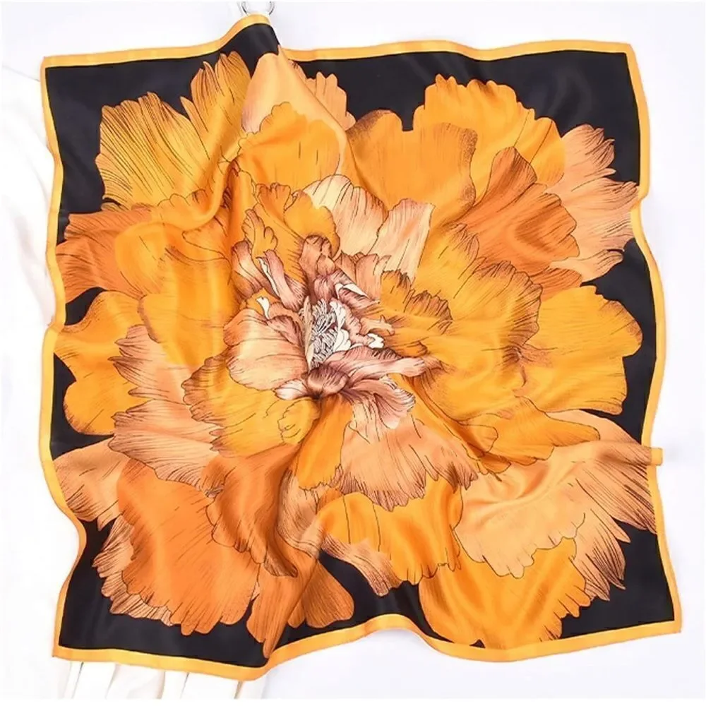 Yellow Floral Silk Scarf